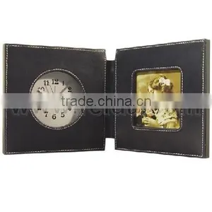 Leather Travel Clock With Photo Frame thumbnail-1