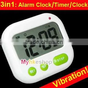 Dual Alarm Digital Timer Desktop LCD Remind Vibration Clock/ Count Down Timer thumbnail-1