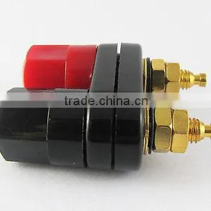 Gold Plated Dual Insulated Speaker Terminal Binding Post 4mm Banana Plug thumbnail-1