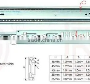 (45mm/35mm 3 Thickness) 3 Fold Full Extension Ball Bearing Drawer Slides Cabinet Hardware thumbnail-1