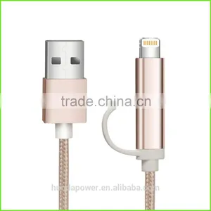 HUNDA Rose Gold Fast Charging Braided Mfi Certified Manufacturers 2 in 1 Cable / PPID 139695-0109 thumbnail-1
