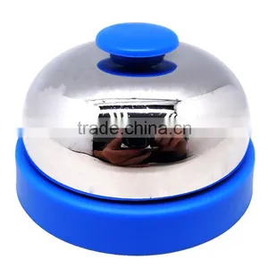 Table Call Bell in Silver Plated Cover With Colorful Painted Plastic Base thumbnail-1