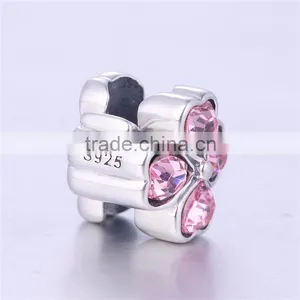 925 Sterling Silver Charms White CZ Flower Shaped Charms/beads thumbnail-4