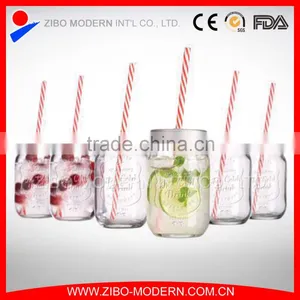 12oz 14oz 16oz 20oz 24oz Mason Jar Drinking Glass With Tin Lid Straw thumbnail-1