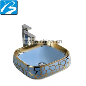 Newest Design Flower Painted Hotel Counter Wash Basin thumbnail-1