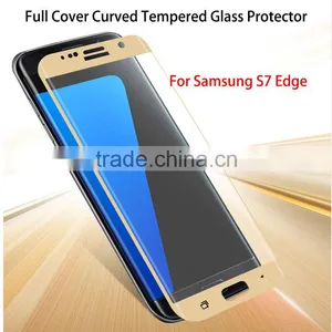 Hot !!!!! Full Coverage Golden Anti-shock Tempered Glass Screen Protector for Samsung S7 Edge thumbnail-1