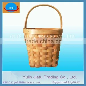 Handmade Weaving Honey Colour Wall Hanging Wooden Basket thumbnail-1