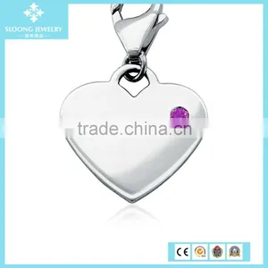 Amethyst Birthstone Heart Charm in Sterling Silver (February) thumbnail-2