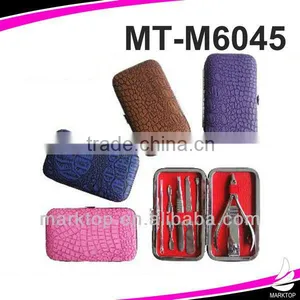 7PCS Fancy Color Animal / Snake Leather Print Case Carbon Steel Manicure Set - Direct Manufacturer thumbnail-1