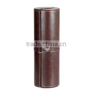 Factory Wholesale Custom Crocodile Grain Leather Single Bottled Wine Box, Brown Cylindrical Gift Box thumbnail-1