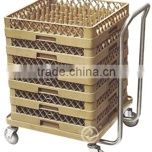 Brown Square Stacking Kitchen Cup Rack With Wheel Cart thumbnail-1