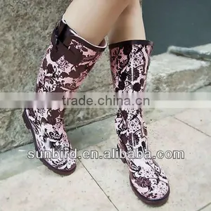 Ladys' Red Snake Embossed Rain Boots thumbnail-1