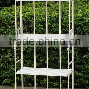 4 Tier Metal Shelf Plant Stand Antique White Outdoor and Indoor Patio Furniture thumbnail-1