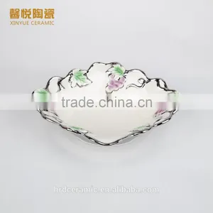 High Quality Deep Ceramic Dish Silver Electroplate thumbnail-2