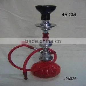 Red Colour Glass Pumpkim Shape Base Hookah With Metal and Ceramic Part thumbnail-1