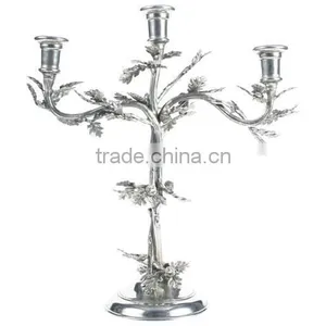 Silver Plated Leaf Design Wedding Candelabra thumbnail-1