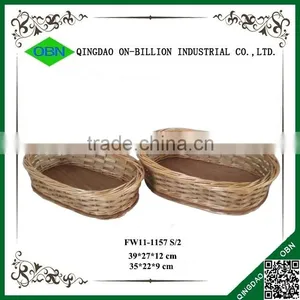 Custom Wood Chips and Willow Oval Heated French Bread Basket thumbnail-2