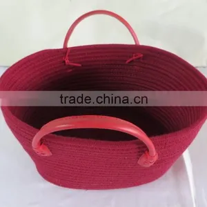 Woven Cotton Red Wholesale Basket Bag thumbnail-3