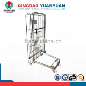 Wholesale 3 Sided Logistics Roll Pallet Trolley Metal Storage Container Rolling Cage Cart thumbnail-1