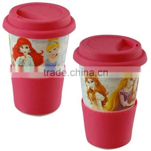 Princess Porcelain Travel Mug With Silicone Grip & Lid thumbnail-1