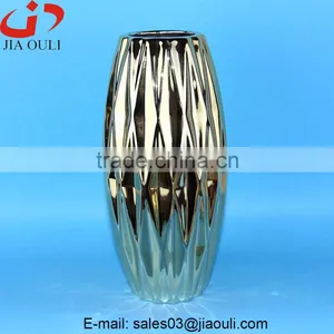 High Quality Home Decor Silver Plate Ceramic Vase, Plating Vase thumbnail-2