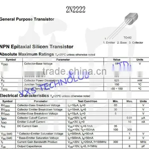 Audion 2N2222 0.6A 30V NPN Miniwatt Transistor TO-92 thumbnail-2