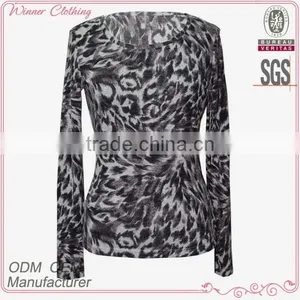 Trendy Animal Printed Tops Dark Color PrintedNew Design O Neck Long Sleeve T-shirt Custom thumbnail-1