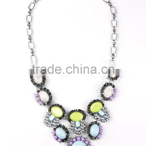 Multicolor Big Resin Gems Women Statement Necklace Jewelry Wholesale thumbnail-6
