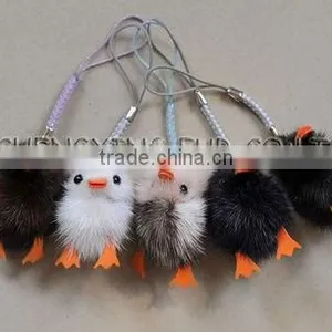 CX-P-14 Cute Genuine Mink Fur Mobile Phone Pendant thumbnail-1