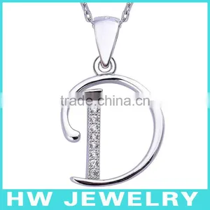 26 Letter Pendants 925 Silver Necklace D Letter Pendant Zircon thumbnail-1