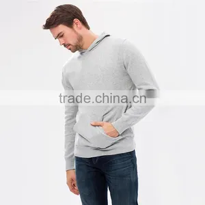 Men's Plain Grey 100% Polyester Hooded Sweatshirt thumbnail-1