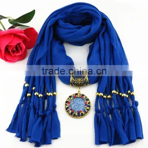 2016 Fashion Hollow Turquoise Leaf Pendant Infinity Scarves High End Long Jewlry Scarves for Valentine Gifts thumbnail-4