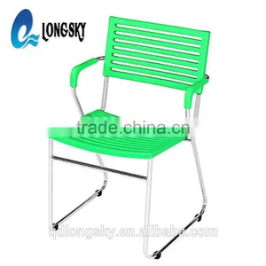 LS-4030F Fashion Design Stackable Metal Frame Plastic Chair With Arms thumbnail-4