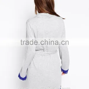 Open Front Design Lightweight Bath Robe,women Lace Trim Robe With Self-tie Belt thumbnail-3