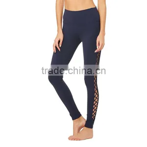 Unique Side Lace-up Details Interlace Legging High Waist Women's Yoga Pants thumbnail-3