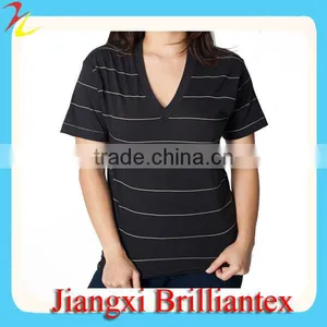 Unisex Pinstripe Jersey Short Sleeve V-Neck 2014 Fashion Cotton Stripe t Shirts thumbnail-1