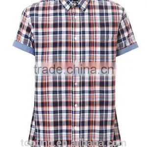 Wholesale Plaids Branded Short Sleeve Men Dress &casual Shirt thumbnail-1