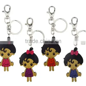 Promotional Rubber Toy Cute Girl Keychain Manufacturer Key Ring Keyring Gift Carabiner Key Chain thumbnail-1