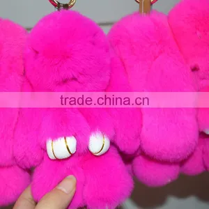 SJ696-01 Hot Sale Cute Rex Rabbit Fur Rabbit Bag Keyring Fur Accessory 2016 Winter thumbnail-6