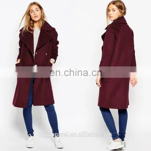 China Wholesale Oversized Fit With Panelled Collar Women Wool Winter Coat thumbnail-1