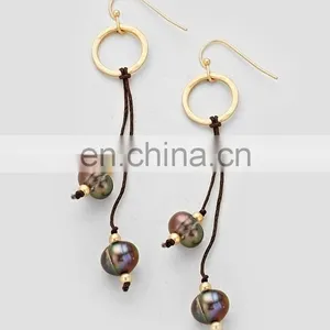 BEADED BLUE PEARL EARRINGS thumbnail-1