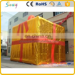 Golden Color Large Inflatable Gift Box Model for Sale thumbnail-2