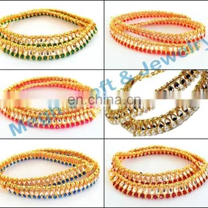 Indian Antique Designer Gold Payal Anklet-Wholesale Designer Kundan Anklets-fancy Anklet - Regular Wear Anklets thumbnail-2