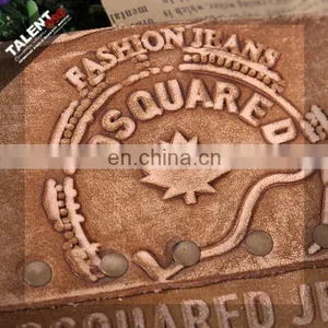 Customized Deboss Brand Logo Jeans Denim Leather Label thumbnail-3