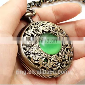 Western Classical Mechanical Gemstone Pocket Necklace Watch thumbnail-4