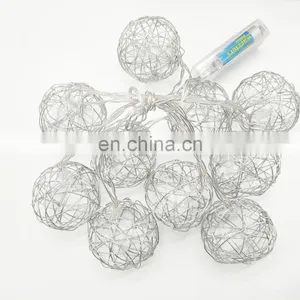 YIWO Holiday Decoration Christmas Led Light Silver Metal Ball Shaped String Lights Golden Fairy Lights For Home Party Decoration thumbnail-3