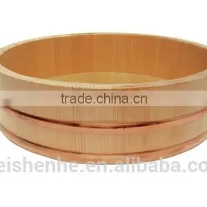 Handmade Rustic Wooden Bucket for Mixing Rice for Sushi thumbnail-1
