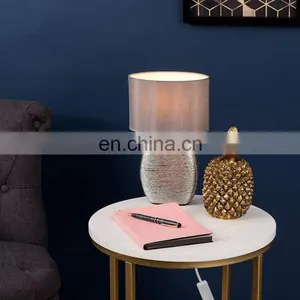 America Wholesale Hotel Home Decor Custom Made Ceramic Base Unique Fancy Cheap Silver Table Lamps for Gift thumbnail-6