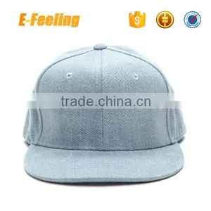 High Quality Plain Denim Snapback Hat Blank Jean Snapback Cap thumbnail-1
