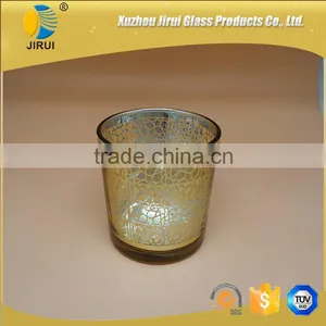 Gold Glass Candle Holder With Unique Pattern thumbnail-1